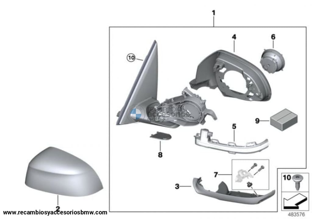 Anillo De Apoyo Retrovisor Exterior Shadow-Line Para Bmw X3 G01 X4 G02. Original Recambios