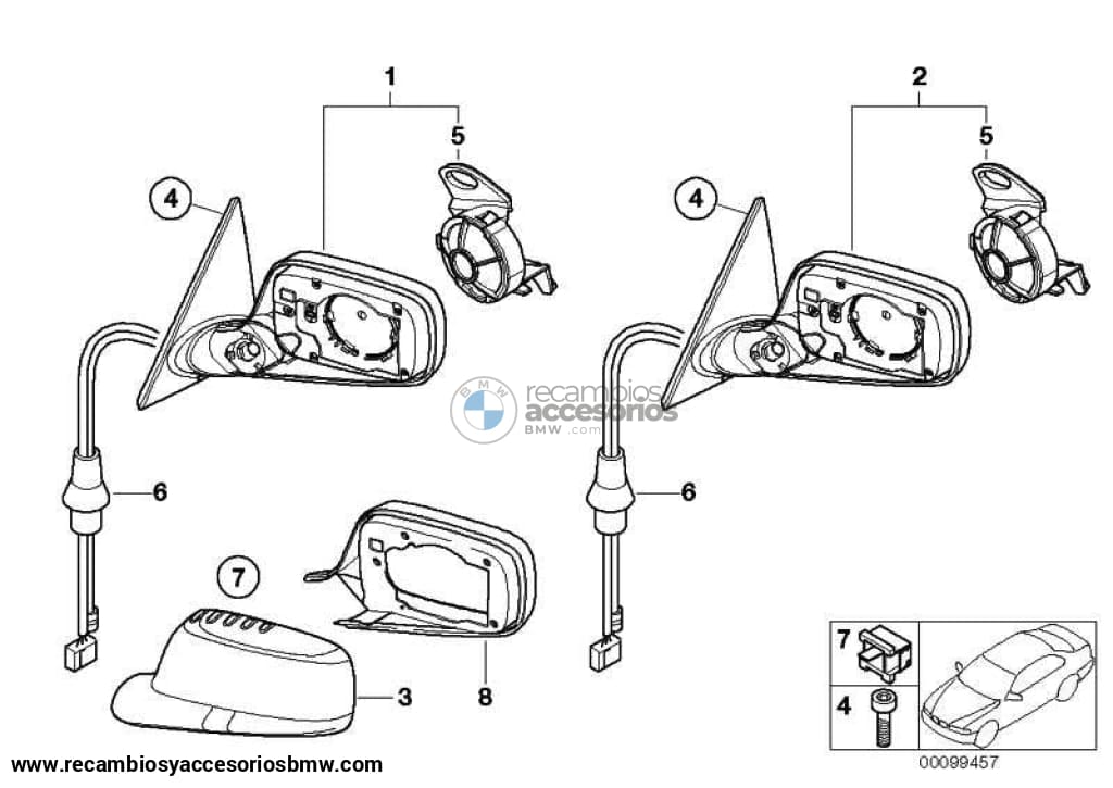 Anillo De Retención Retrovisor Exterior Para Bmw E46 E65 E66 E67 E68. Original Recambios