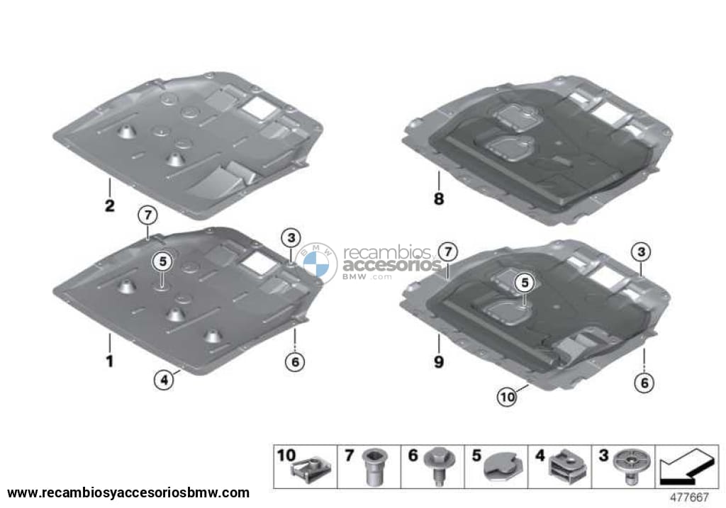 Apantallado Compartimiento Motor Para Bmw F45 (Active Tourer) F46 (Gran F48 . Original Bmw.