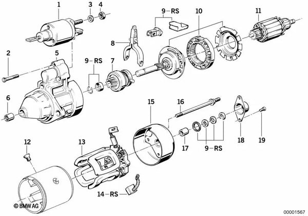 Casquillo de Aguja para BMW E30 Serie 3,E28 Serie 5,E32, E38 Serie 7 (OEM 12411735888). Original BMW.