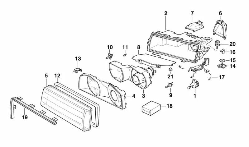 Portador de lente derecha para BMW Serie 7 E38 (OEM 63128352734). Original BMW