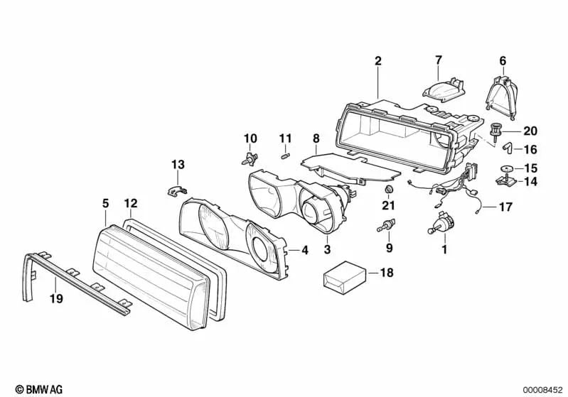 Tapa de luz de carretera para BMW E38 (OEM 63128361277). Original BMW