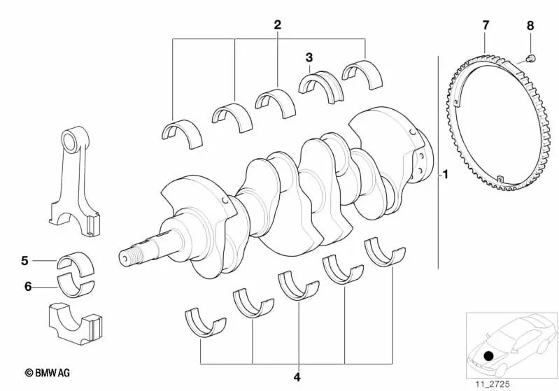 Rolamentos de guia branco para BMW 3 E36 Series, E46 Series 5 E34, E39, E60, E61 Série 7 E38, E65, E66 X3 E83 X5 E53 Z4 E85 (OEM 11211743459). BMW original