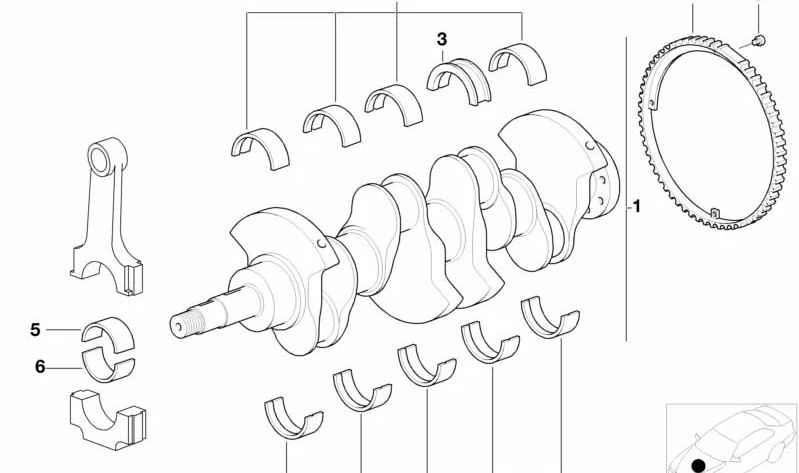 Cojinete guía blanco para BMW Serie 3 E36, E46, Serie 5 E34, E39, E60, E61, Serie 7 E38, E65, E66, X3 E83, X5 E53, Z4 E85 (OEM 11211743462). Original BMW