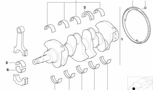 Cojinete guía blanco para BMW Serie 3 E36, E46, Serie 5 E34, E39, E60, E61, Serie 7 E38, E65, E66, X3 E83, X5 E53, Z4 E85 (OEM 11211743462). Original BMW