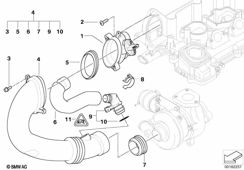 Formed Hose for BMW E46, E39, E38 (OEM 13712248532). Genuine BMW