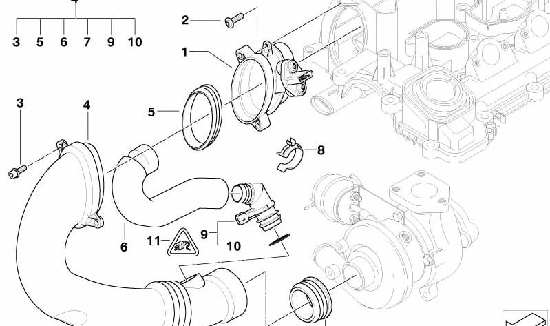 Air pipe for BMW E46, E39 (OEM 13717786639). Genuine BMW