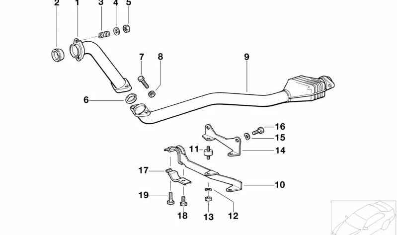 Soporte de escape OEM 18212246220 para BMW E36. Original BMW.