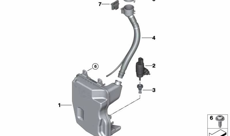 Depósito de Líquido Limpiador para BMW F40, F44 (OEM 61669879310). Original BMW