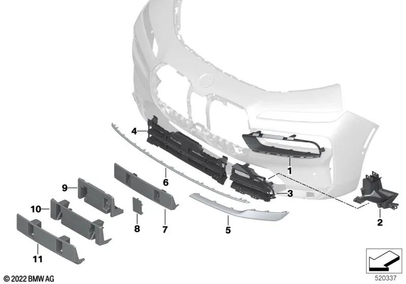 Stampaggio cromatico destro per la serie BMW 7 G70 (OEM 51135A01664). BMW originale