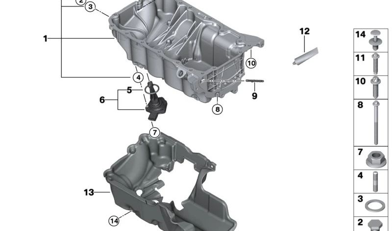 Corte de óleo OEM 11138580120 para BMW F40, F44, F45, F46, F48, F39 e MINI F55, F56, F57, F54, F60. BMW/mini original.