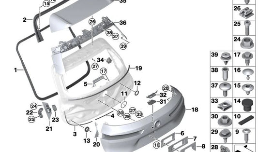 Junta Decorativa para BMW I20 (OEM 51769492990). Original BMW.