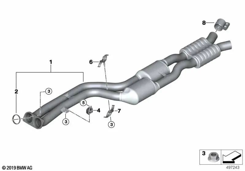 Upper clamp for BMW X3 F97, F97N, X4 F98, F98N (OEM 18309882566). Genuine BMW