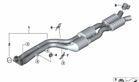 Abrazadera inferior de escape OEM 18309882567 para BMW F97 (X3 M), F98 (X4 M). Original BMW.