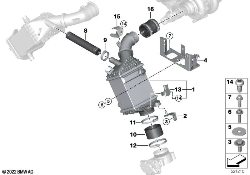 Hose for BMW 5 Series F90, F90N, 7 Series G70, 8 Series F91, F92, F93, X5 F95, G05N, X6 F96, G06N, X7 G07N, XM G09 (OEM 17518040250). Genuine BMW.