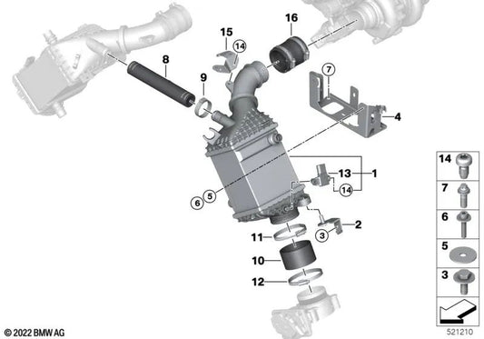 Abrazadera de manguera para BMW F90, G70, F91, F92, F93, F95, G05N, F96, G06N, G07N, G09 (OEM 17518053532). Original BMW