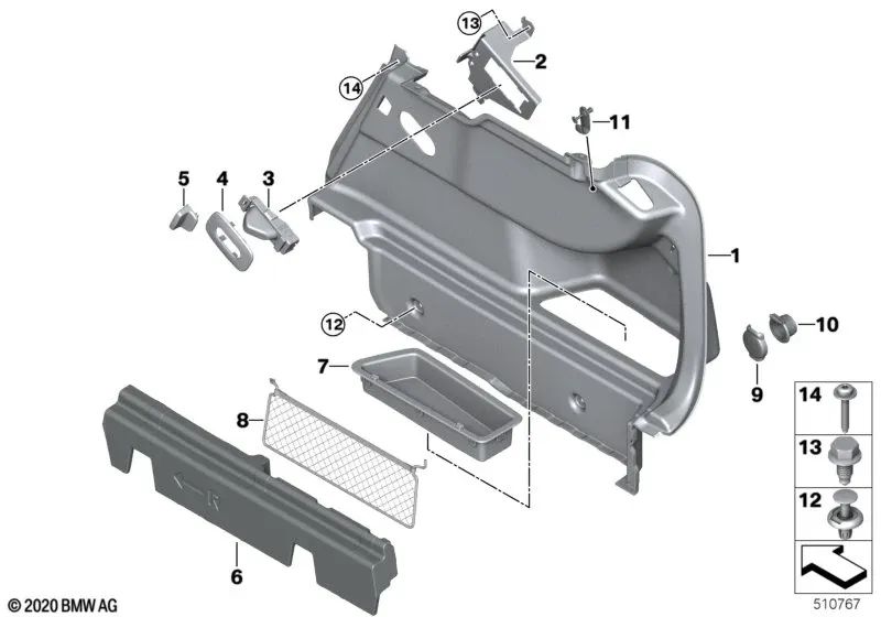 Fijación Estante para BMW F52, F44 (OEM 51477401265). Original BMW.