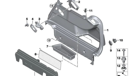 Suporte à barra cruzada direita do OEM 5147483638 para BMW F44. BMW original.