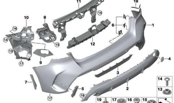 Revestimiento del paragolpes trasero inferior para BMW Serie 1 F40 (OEM 51128070950). Original BMW.