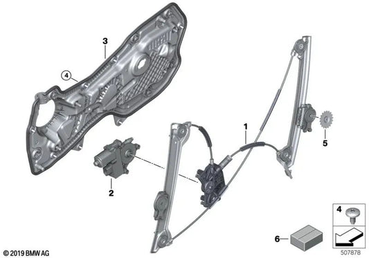 Motor del Elevalunas Derecho para BMW Serie 8 F91, F92, F93, G14, G15, G16, Z4 G29 (OEM 61355A44096). Original BMW