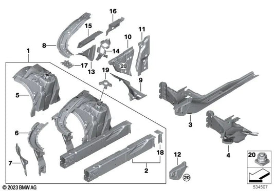 Right Engine Mount Lock for BMW 5 Series F90, G30, G31, G38, G60, G61, G68, G90, 6 Series G32, 7 Series G11, G12, G70, 8 Series F91, G14, G16 (OEM 41007412936). Original BMW