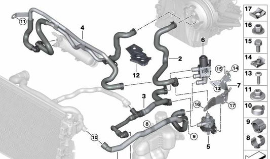 Doble tubo de refrigerante para BMW F45, F48N, F49, F39 y MINI F60 (OEM 64219367386). Original BMW