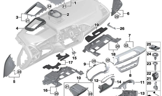 Carenado I-Panel Roble oscuro de alto brillo para BMW X3 G01, G08E, X4 G02 (OEM 51456820691). Original BMW