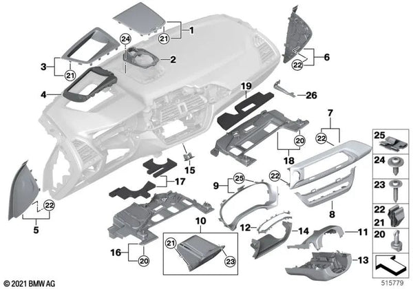 Embellecedor del Combinado de Instrumentos para BMW X3 F97, G01, X4 F98, G02 (OEM 51456842487). Original BMW.