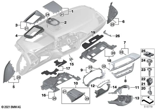 Blende I-Dashboard Aluminum Rhombicle Dark for BMW X4 G02 (OEM 51458079790). Original BMW