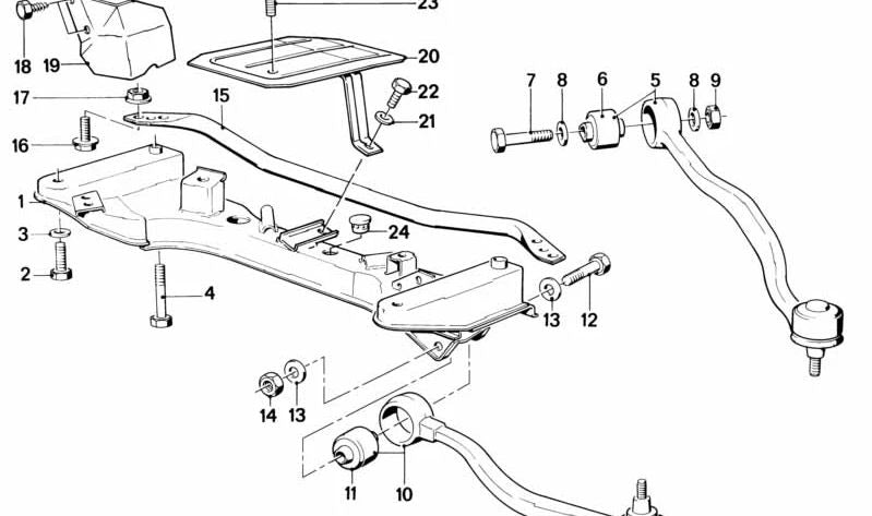 Vorderachsträger para BMW E28, E24 (OEM 31111140380). Original BMW