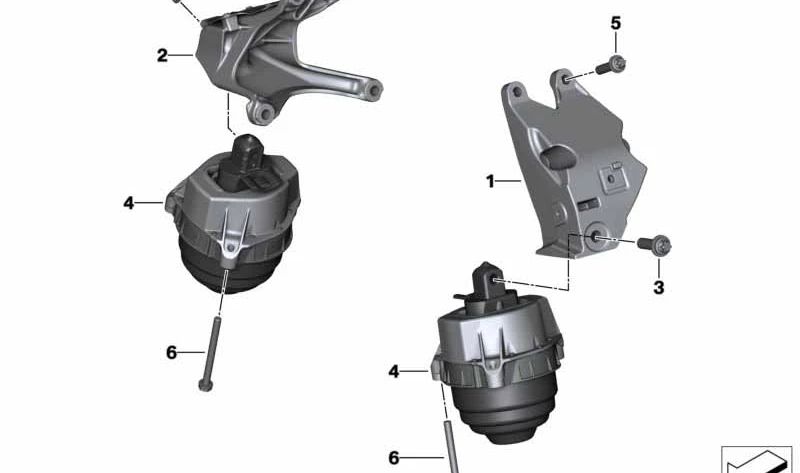 Soporte de motor derecho para BMW G30, G31, G38, G32, G11, G12 (OEM 22116860488). Original BMW