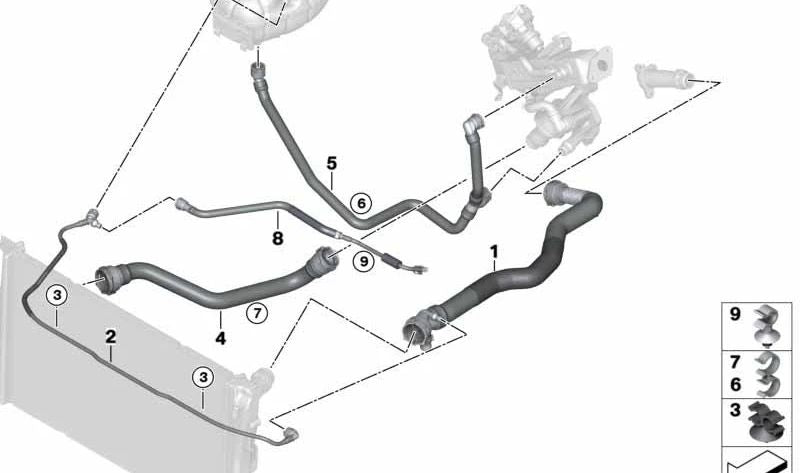 Manguera del depósito de expansión OEM 17128514079 para BMW F20, F21. Original BMW