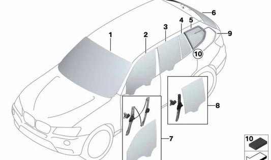 Luneta trasera para BMW F25 (OEM 51317329452). Original BMW