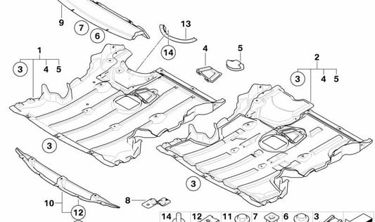 Protector de compartimento del motor OEM 51757129318 para BMW E81, E87. Original BMW.