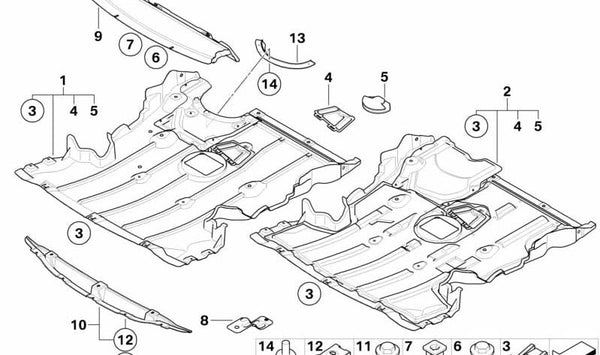 Protector de compartimento del motor OEM 51757129318 para BMW E81, E87. Original BMW.