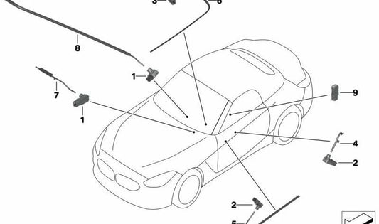 Guía de luz línea de contorno puerta izquierda para BMW Z4 G29 (OEM 63317938057). Original BMW