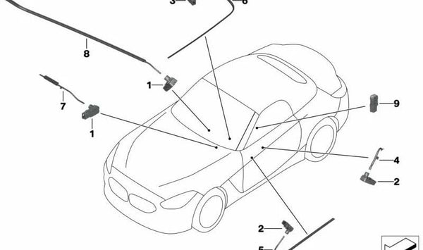 Guía de luz línea de contorno puerta izquierda para BMW Z4 G29 (OEM 63317938057). Original BMW