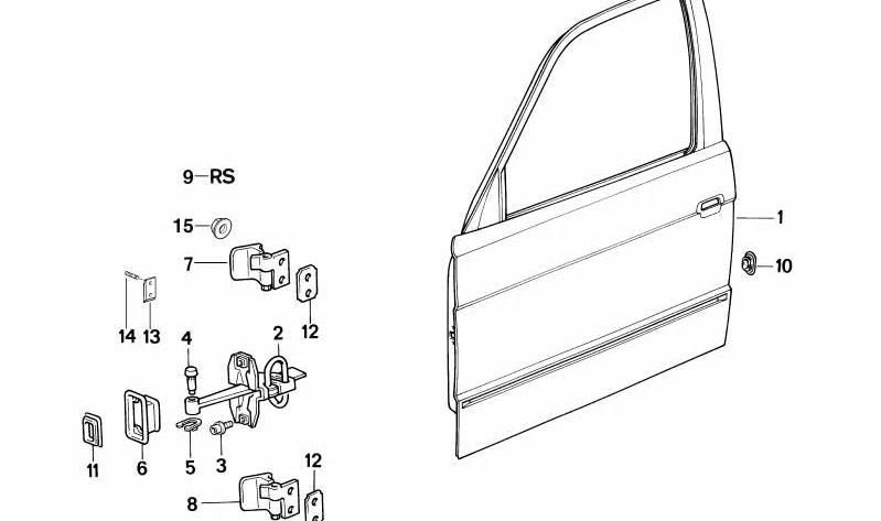 Bisagra puerta delantera superior izquierda OEM 41511951131 para BMW E34, E32. Original BMW.