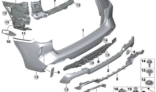 Tampa inferior do para -choque traseiro OEM 51125A47A49 para BMW G08. BMW original.