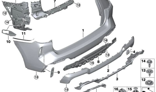 Adaptador trasero OEM 51129850847 para BMW X3 G08. Original BMW.