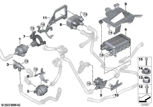 Calentador de Agua Eléctrico para BMW G60, G70, G05N (OEM 64125A8DA00). Original BMW