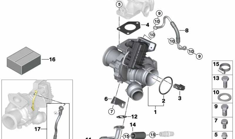 Manguera para BMW E81, E82, E87N, E88, E90, E91, E92, E93, E60N, E61N, F10, F11, E63N, E64N, F01N, F02N, E84, E83N, E70, F15, E71, F16 (OEM 11427795976). Original BMW