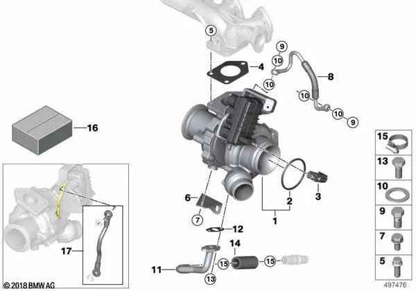 Junta sin amianto para BMW Serie 1 E81, E82, E87N, E88, F20, F20N, F21, F21N, Serie 3 E90, E90N, E91, E91N, E92, E92N, E93, E93N, F30, F31, F34, Serie 4 F36, Serie 5 E60N, E61N, F10, F11, X1 E84, X3 E83N (OEM 11657800596). Original BMW