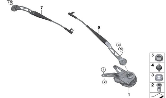 Windschutzscheibenwischerarm für BMW I12, I15 (OEM 61617322154). Original BMW