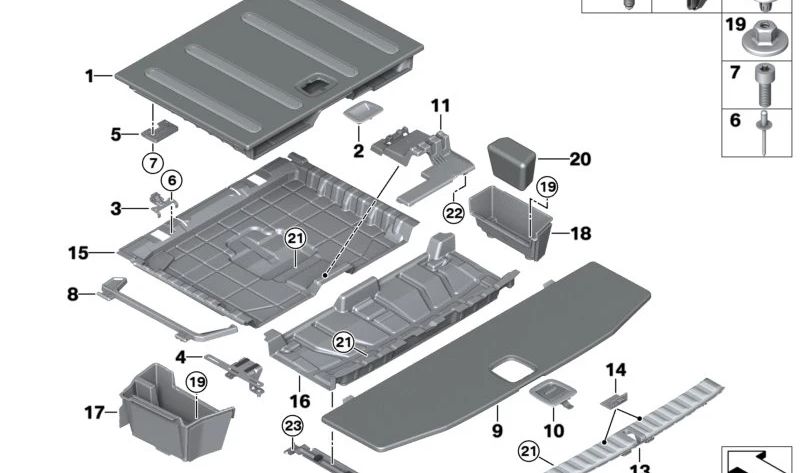 Organisieren von Tablett oder Organisierungsschalen OEM 5147450654 für BMW G21, G81. Original BMW.