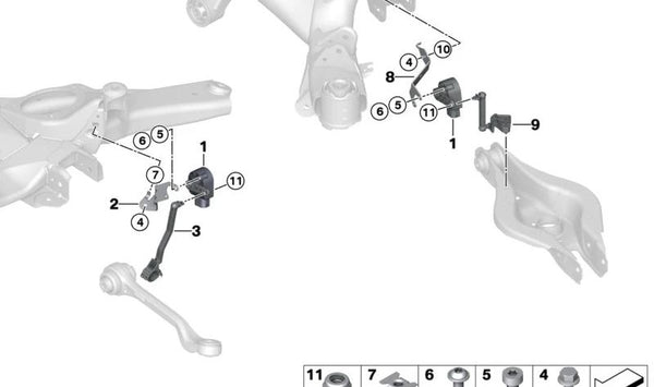 Barra de acoplamiento delantera para BMW Serie 3 G20, G28 (OEM 37146883244). Original BMW