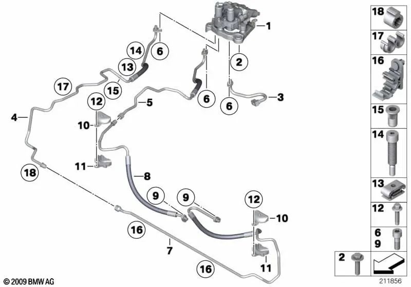 Soporte de Tubo para BMW F07, F10, F11, F06, F12, F13, F01N, F02N (OEM 37106789599). Original BMW