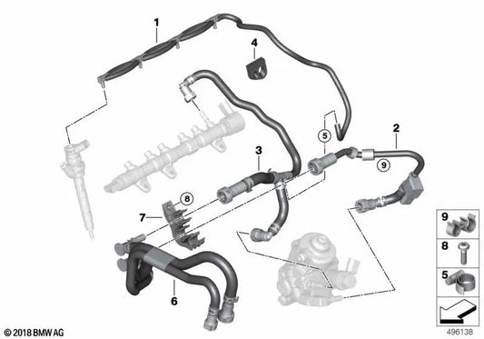 Conducción de Aceite de Fugas para BMW Serie 1 F20, F21, F40, Serie 2 F22, F23, F44, F45, F46, Serie 3 F30, F31, F34, G20, G21, Serie 4 F32, F33, F36, Serie 5 F11N, G30, G31, X1 F48, X2 F39, X3 F25, G01, X4 F26, G02, MINI F54, F55, F56, F57, F60, R60, R61