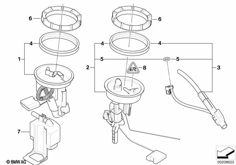 Left fuel level sensor for BMW 3 Series E46 (OEM 16142229683). Genuine BMW