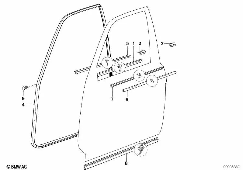 Junta izquierdas para BMW E32 (OEM 51211938071). Original BMW